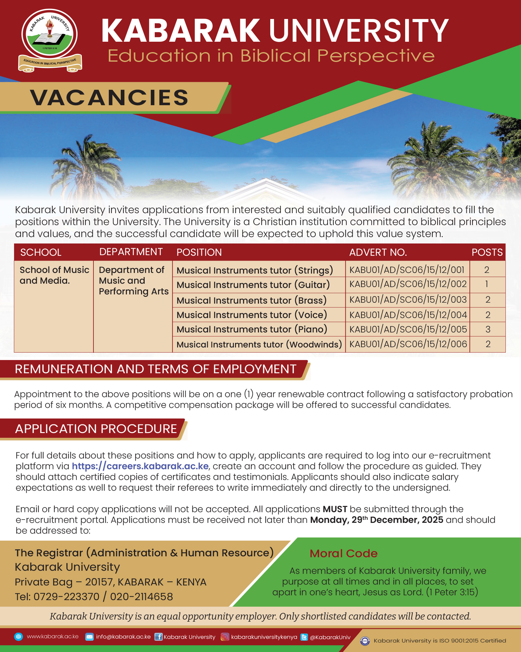 KABU Job Advert SMHS August 2025