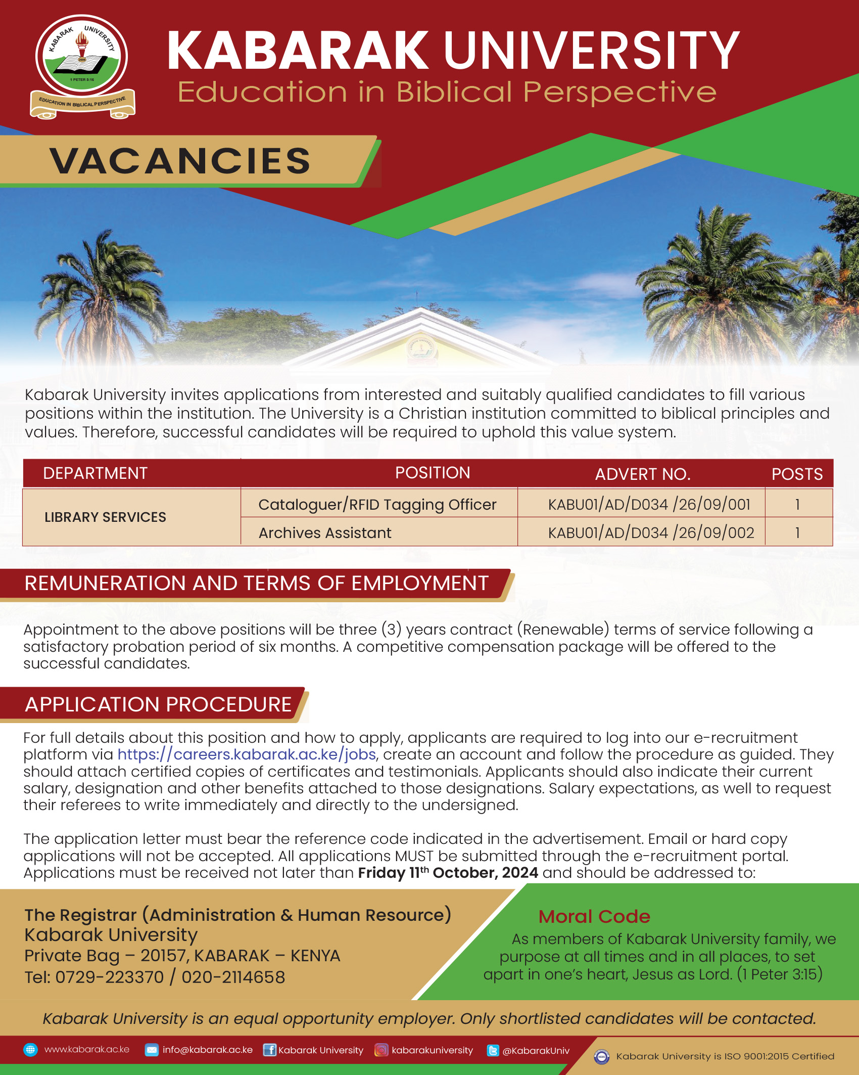 KABU Job Advert Library September 2024 Banner