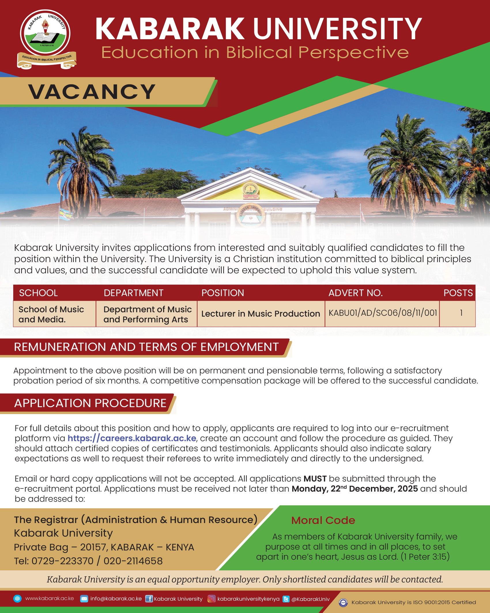 KABU Job Advert SMHS August 2025