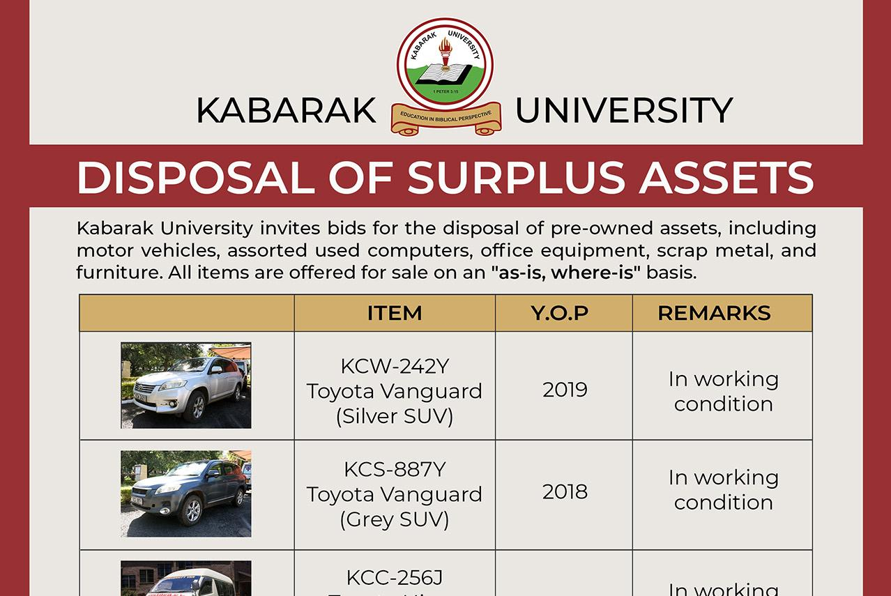 PUBLIC NOTICE: Disposal of Pre-Owned Assets and Motor Vehicles