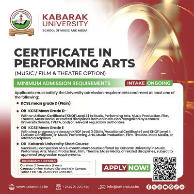 Certificate In Perfoming Arts 1280
