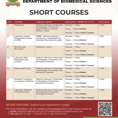 Short Courses - Department of Medical Laboratory Sciences