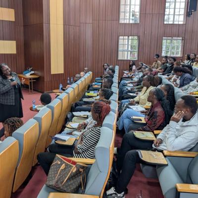 2 Justice Matheka Addressing Kabarak Law Students At Sawia Auditorium